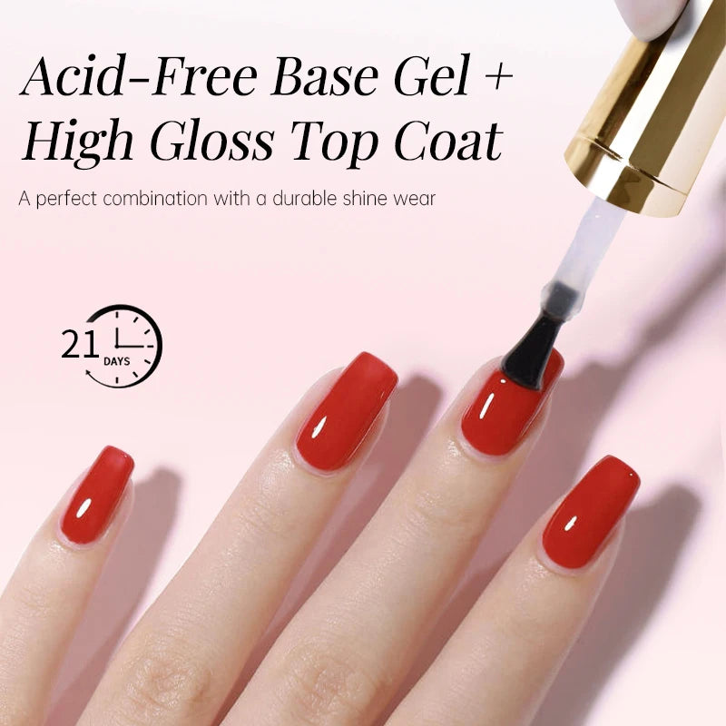15ml Gel Nail Polish Base & No Wipe Top Coat Set for Manicure & Nail Art