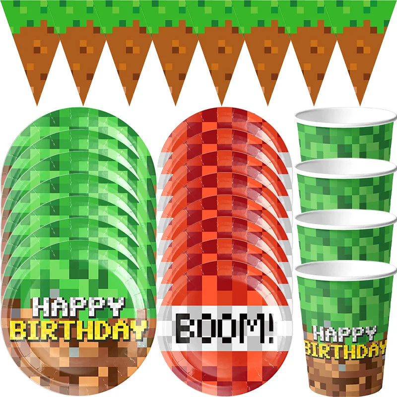 Children's Birthday Party Paper Tableware Set - Plates Cups Napkins & Decorations