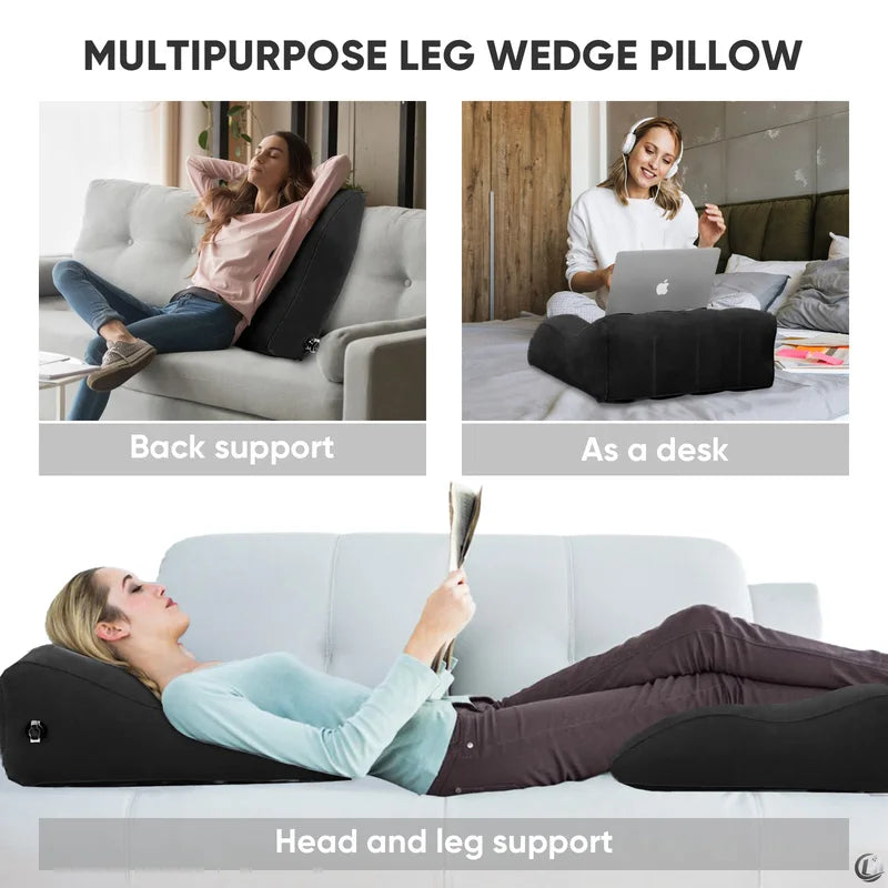 Inflatable Leg Elevation Pillow for Swelling Relief - Portable Wedge for Circulation