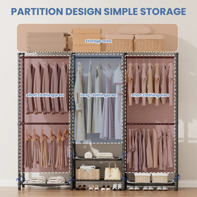 Heavy Duty Portable Clothes Rack with 960 lb Capacity — Wardrobe & Garment Organizer
