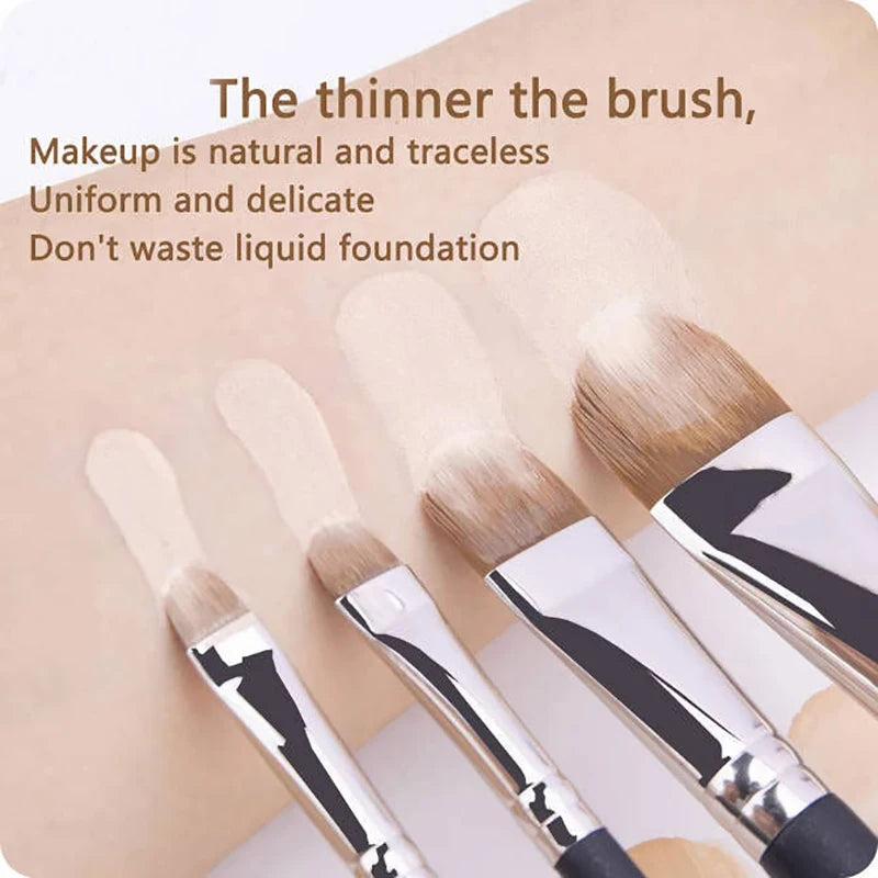 Flat Round Ultra-Thin Foundation Concealer Makeup Brush - Professional Contour Tool with Multiple Sizes