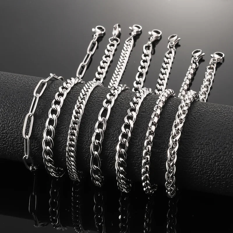 7-Piece Stainless Steel Bracelet Set for Men, 8.27 Inch Daily Wear Gift