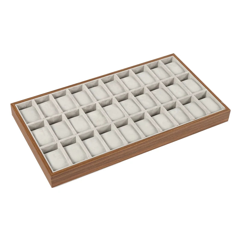 30 Compartments Watch Box Jewelry Organizer with Wooden Finish
