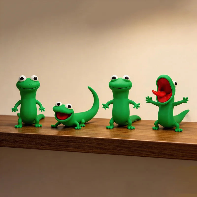 Cute Reptile Lizard 3D Printed Figure, Anime-Style Desktop Ornament, Collectible Model for Reptile Enthusiasts