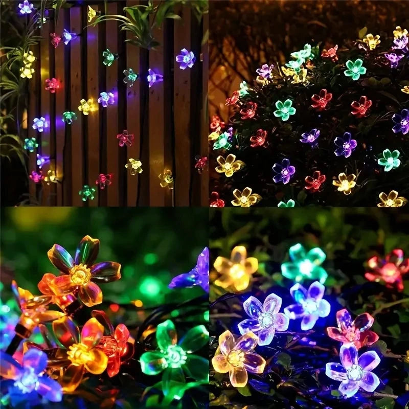 Solar Cherry Garden Blossom String Lights Waterproof Outdoor Decoration