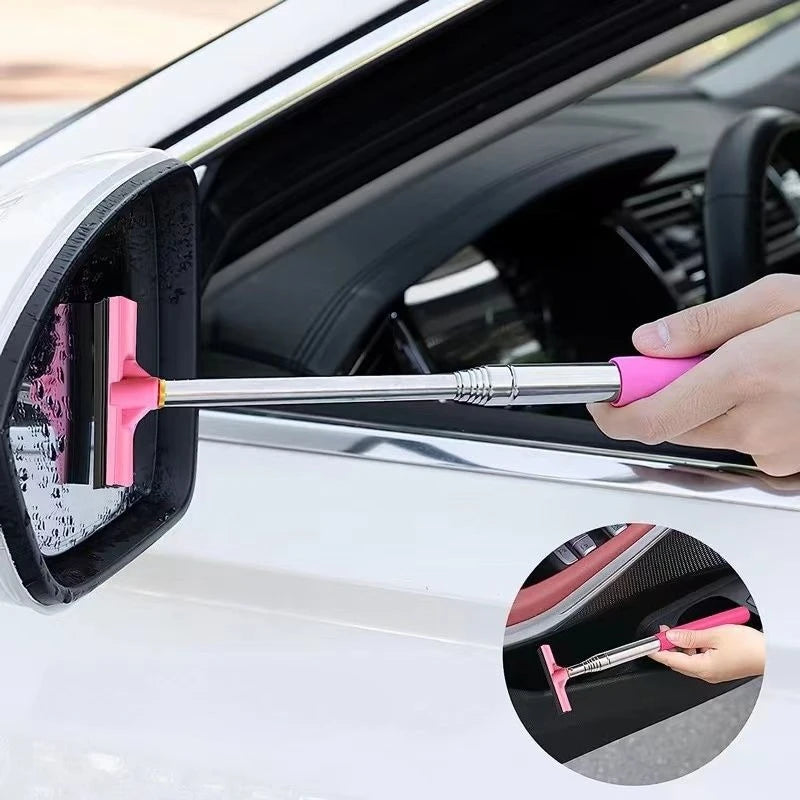 Portable Telescopic Car Window Wiper and Glass Cleaner Tool with Side Mirror Squeegee