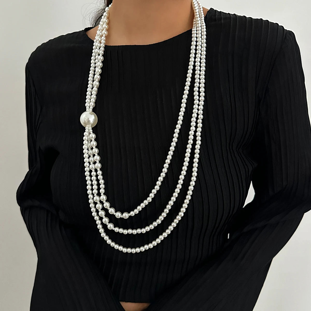 Elegant Imitation Pearl Long Chain Necklace for Women - Fashion Jewelry