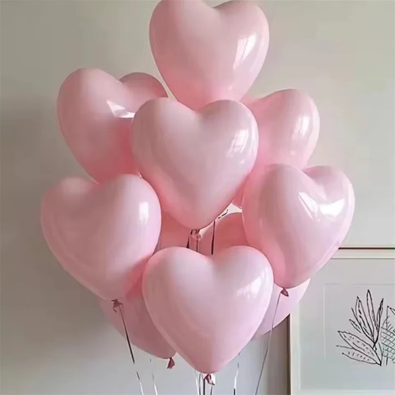 Pink Heart Shape Latex Balloons 20pcs 10 Inch for Birthday Wedding Valentine's Day