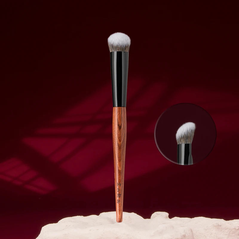 Soft Synthetic Fiber Blush & Foundation Makeup Brush with Rosewood Handle
