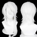Synthetic White Straight Wig with Side Part for Cosplay & Themed Parties
