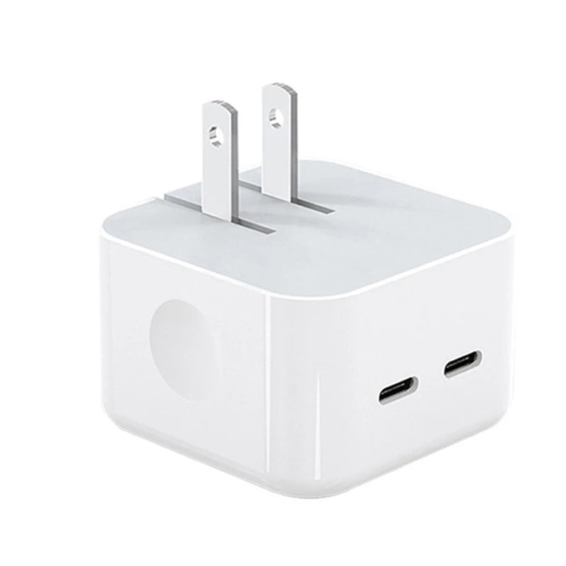 40W Dual USB-C Fast Charger with Foldable Wall Plug for iPhone & iPad