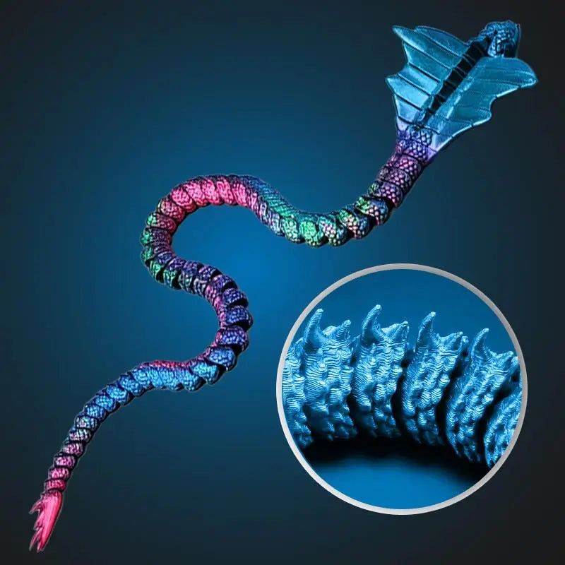 3D Printed Articulated Serpent Dragon Figurine - Fantasy Desk Decor & Collectible