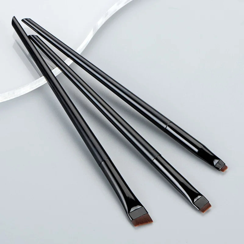 3pcs Eyeliner and Eyebrow Makeup Brush Set - Portable Flat Fine Contour Tools