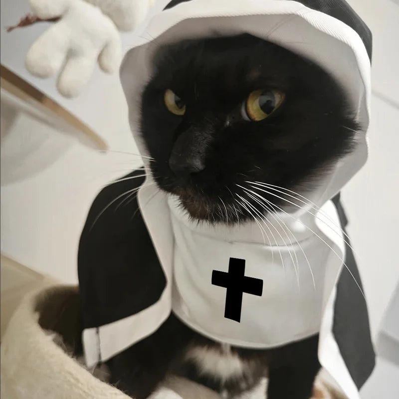 Halloween Pet Costume Nun Cosplay Outfit for Small Large Dogs & Cats