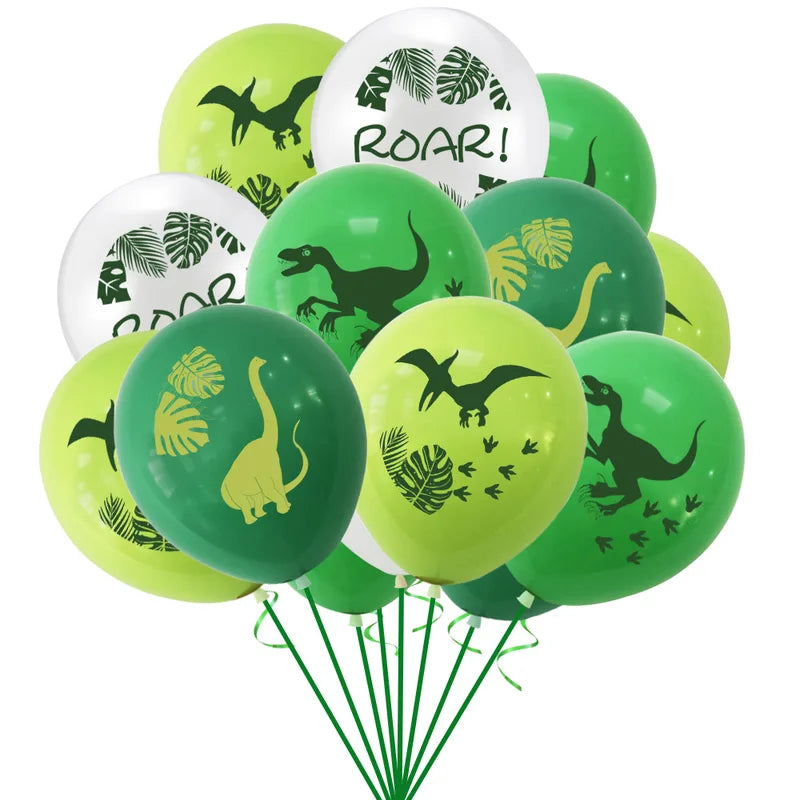 Dinosaur Birthday Garland Banner with Balloons - Jungle Animal Party Decor