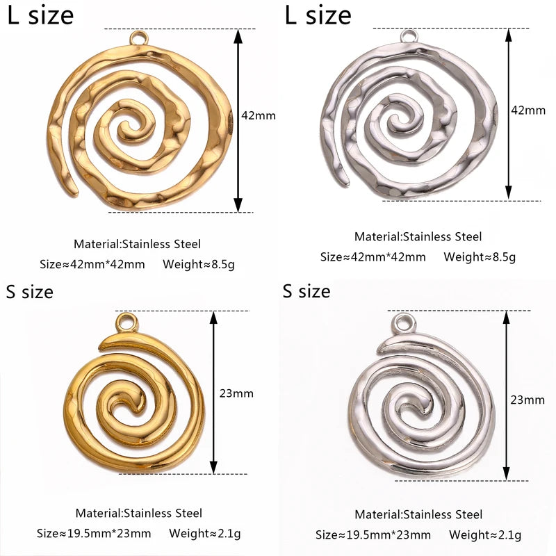 Set of 3 Stainless Steel Spiral Charms for Jewelry Making DIY Pendants and Accessories