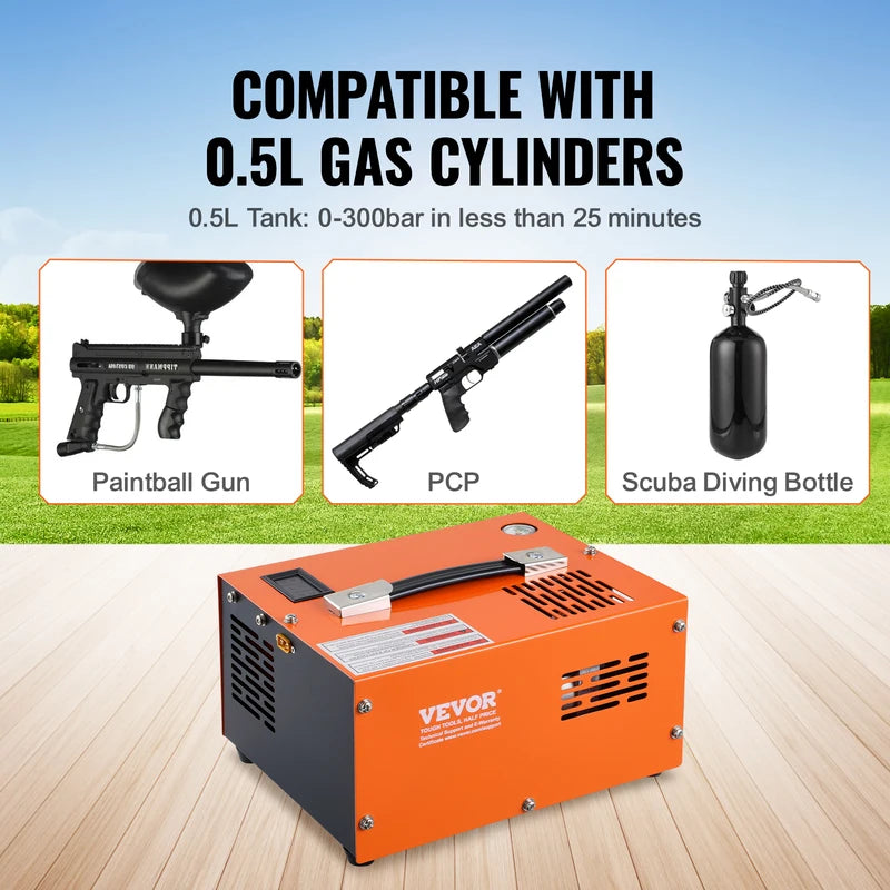 Portable PCP Air Compressor 4500PSI for Airgun Inflation with Dual Power
