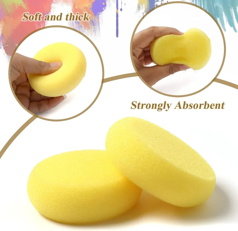 12-Pack Circular Watercolor & Clay Painting Sponges - Soft High-Absorption Art Tools