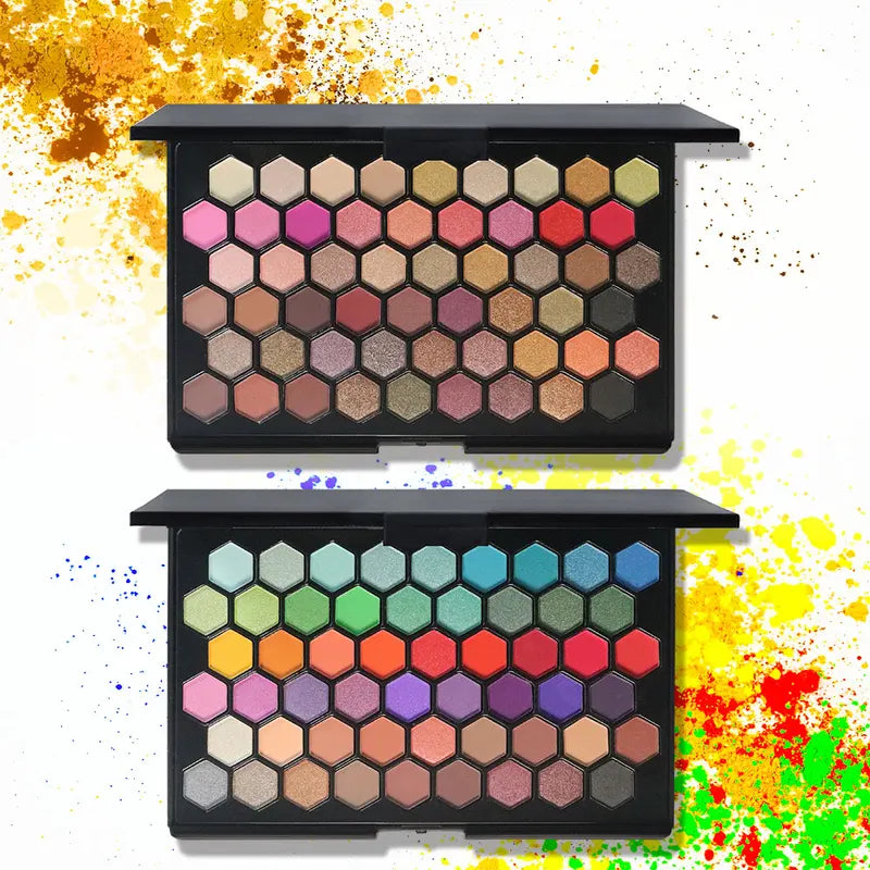 54-Color Eyeshadow Palette - Earth Tones & Rainbow Shades for Versatile Makeup