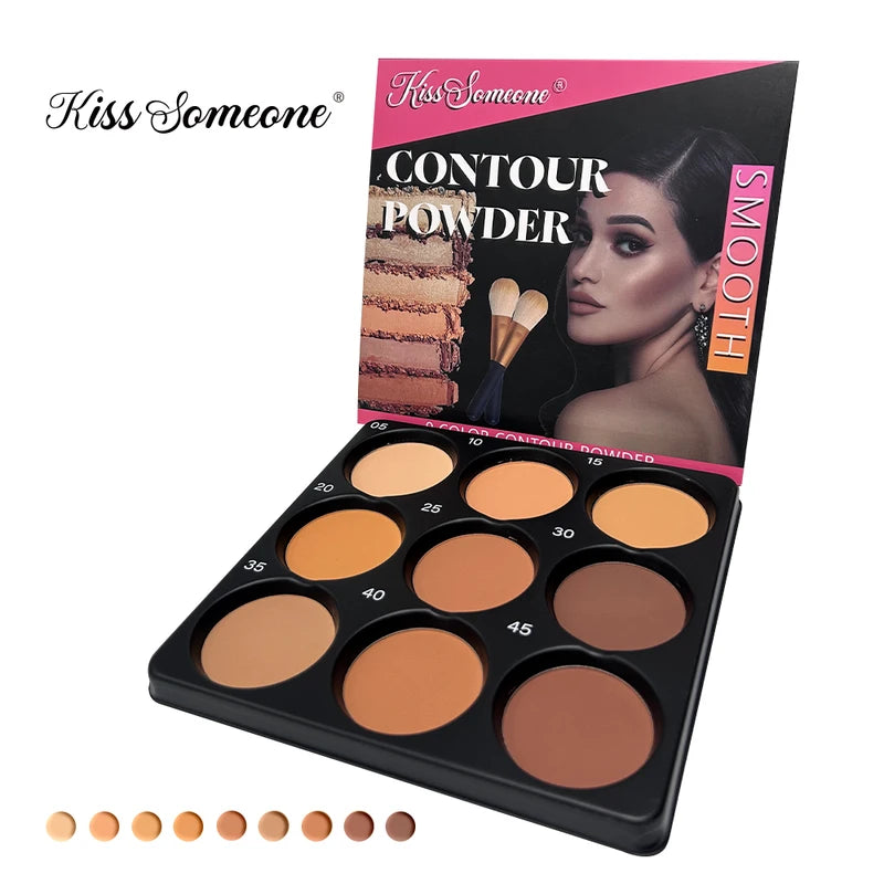 9-Color Powder Contour Palette Matte Contouring Makeup Kit for Face