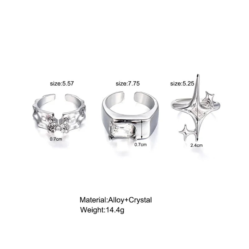 Open Geometric Metal Ring with Zirconia for Women - Glamour Jewelry Accessory