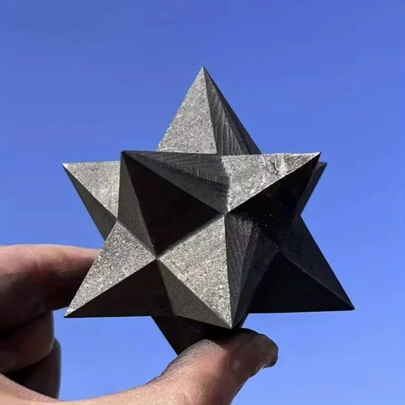 Shungite Merkaba Mineral Geometric Home Decor - Hand Carved Bohemian Gift