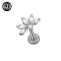 Titanium Labret Lip Piercing Ring with Zircon Flower 16G – Hypoallergenic Jewelry