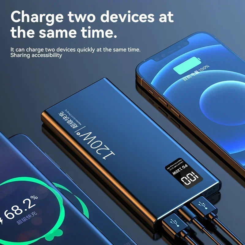 High-Capacity 50000mAh Power Bank 120W Fast Charging for Mobile Devices