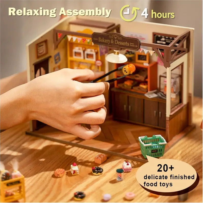 Miniature Dollhouse Kit Becka's Baking House - DIY Wooden Puzzle Decor Gift