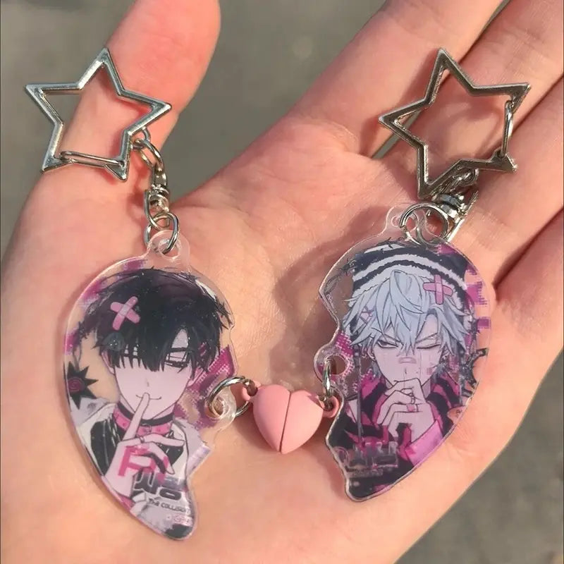 Cute Acrylic Backpack Keychain with Magnetic Pendant - Creative Fan Gift