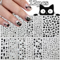 Cartoon Black Cat Nail Stickers Set - Kawaii Puppy Kitten Nail Art Decals