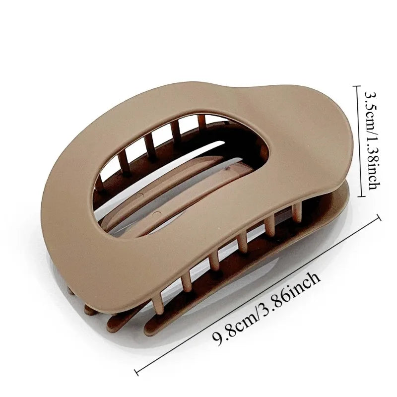 Leopard Matte Oval Hair Claw Clip for Women - Curved Acrylic Hair Accessory