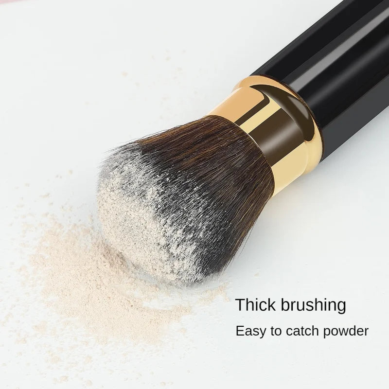 Retractable Makeup Brush with Soft Synthetic Bristles - Travel Friendly, Full Coverage Blending & Powder Application