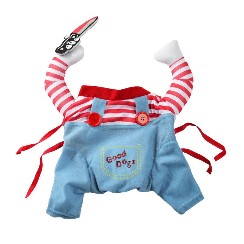 Funny Cat Halloween Cosplay Costume with Jumpsuit and Foam Knife - Small to XL