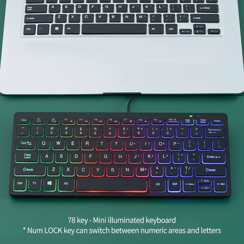 Portable Wired Mini Keyboard for Laptop and PC - 78 Keys, External Computer Accessory