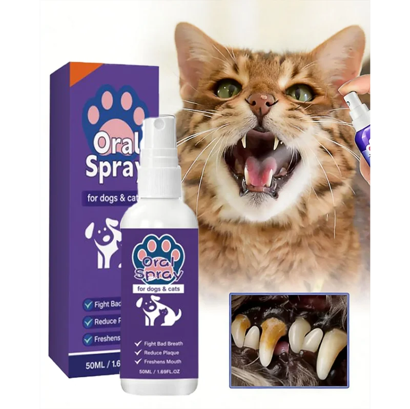 Pet Dental Spray for Dogs and Cats - Bad Breath & Tartar Control, Easy Application