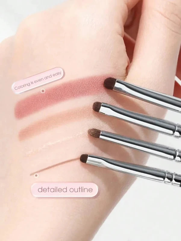 4-Piece Eyeshadow Brush Set - Horsehair, Precise Blending, Eyeliner & Concealer