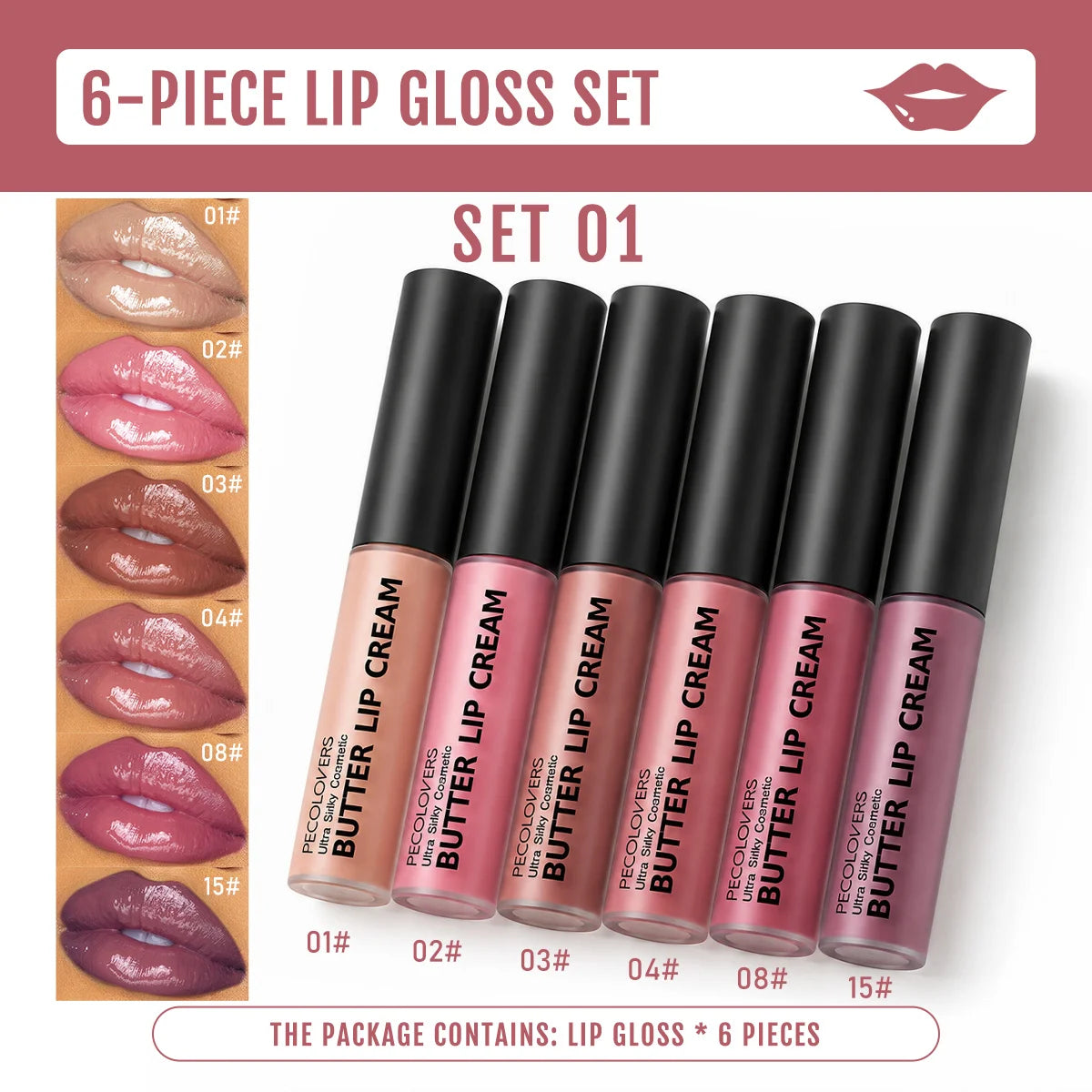 Butter Lip Cream Gloss Set - 6 Assorted Nude Shades