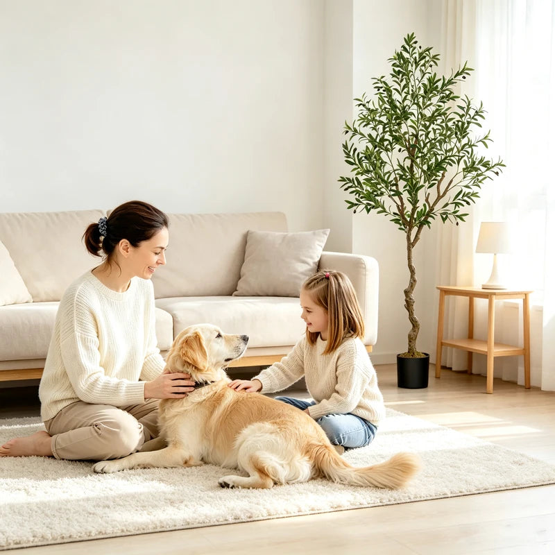 Artificial Olive Tree with Natural Wood Trunk - Lifelike Indoor Faux Tree in Various Heights