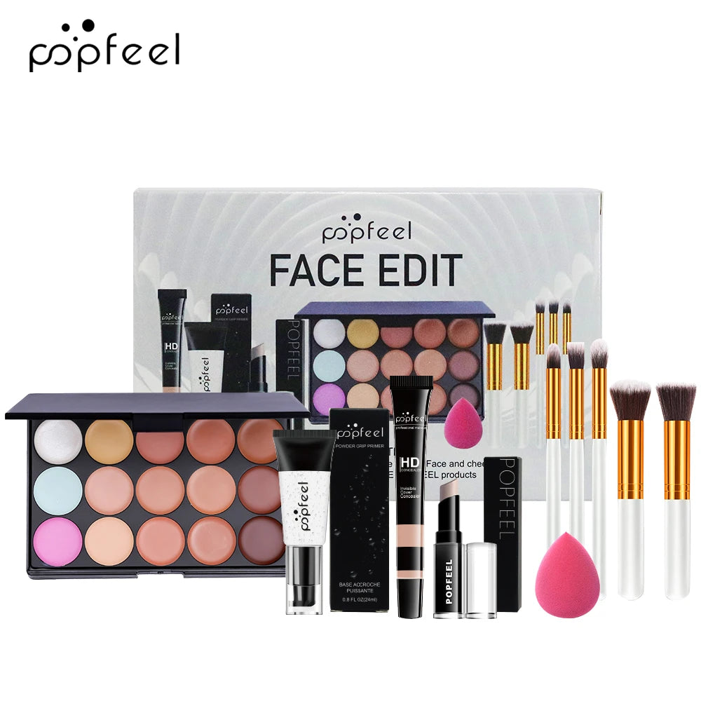 Face Makeup Set 10-Piece Foundation Concealer Brush Kit for Flawless Look