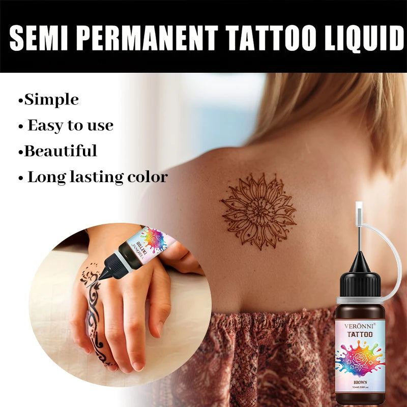 2PCS Temporary Tattoo Ink Kit with 120 Stencils - Waterproof Body Art Set