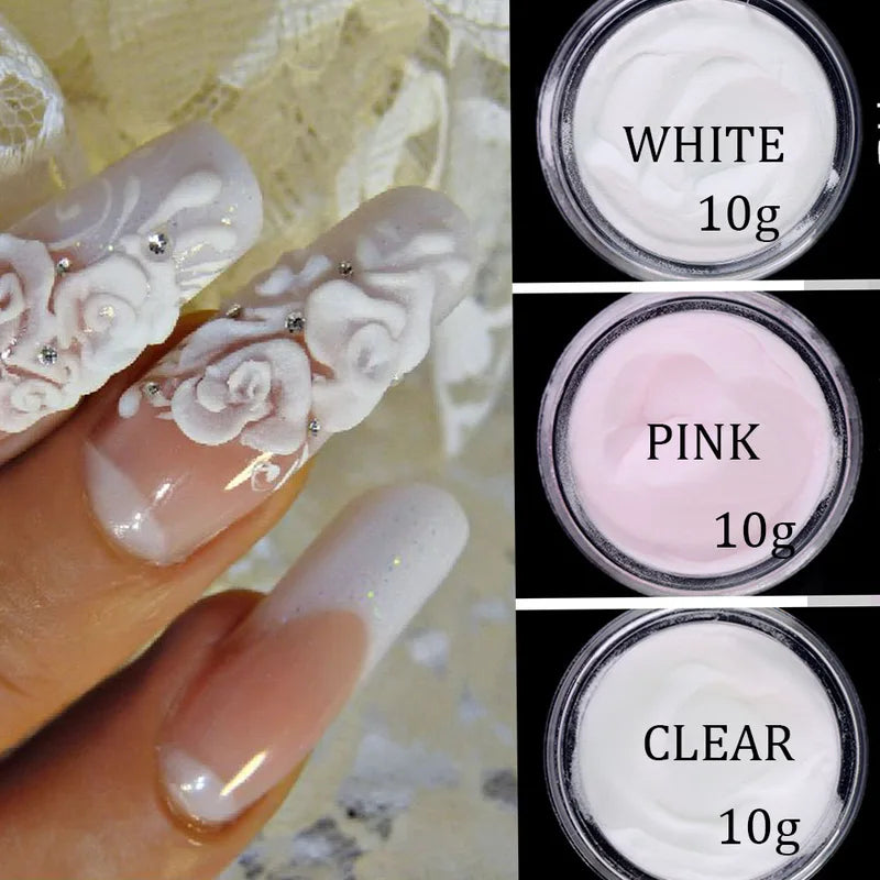 Professional Acrylic Powder Set 10g/Bottle Nail Art Builder Pink White Clear Nude DIY