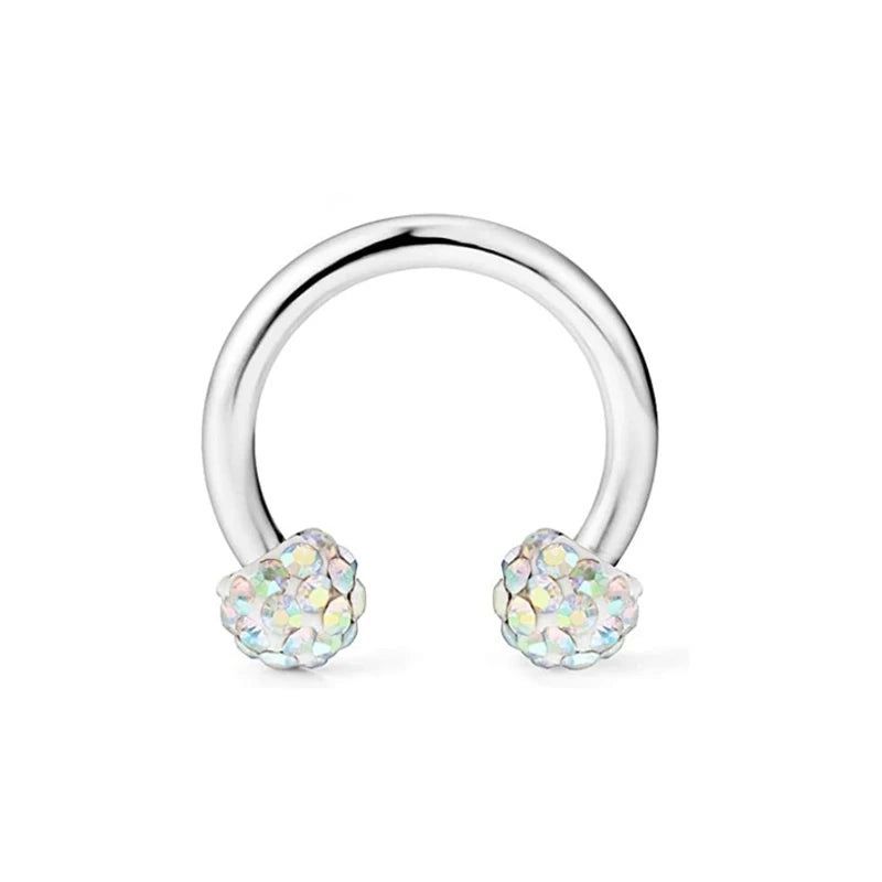 Crystal Shiny Ball Nose Septum Earrings 8/10mm - Hypoallergenic Jewelry