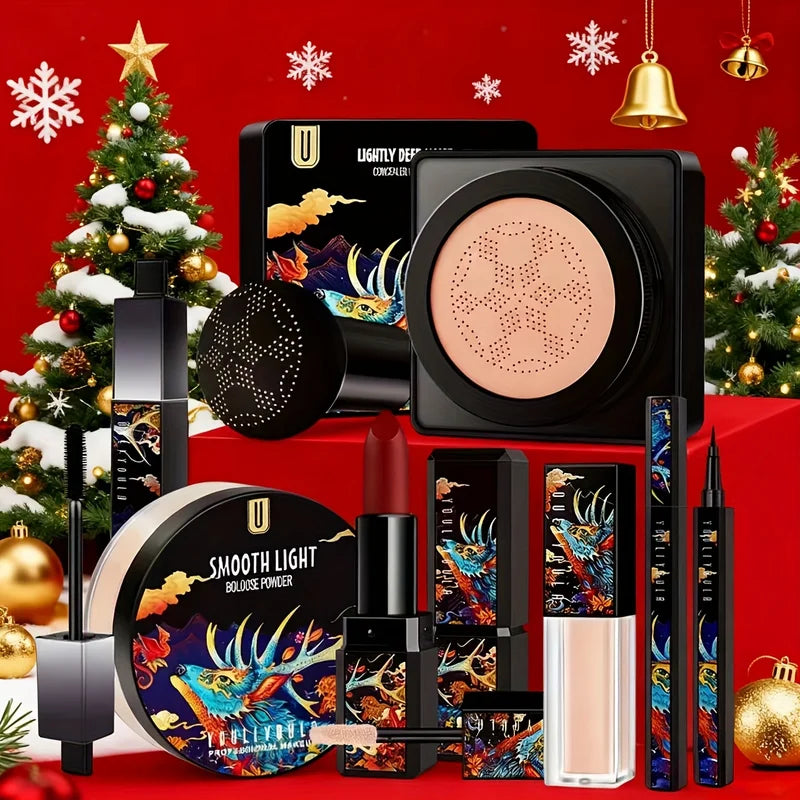 7-Piece Makeup Gift Set for Women - Full Face Cosmetic Kit with Foundation Mascara Lipstick & Eyeliner