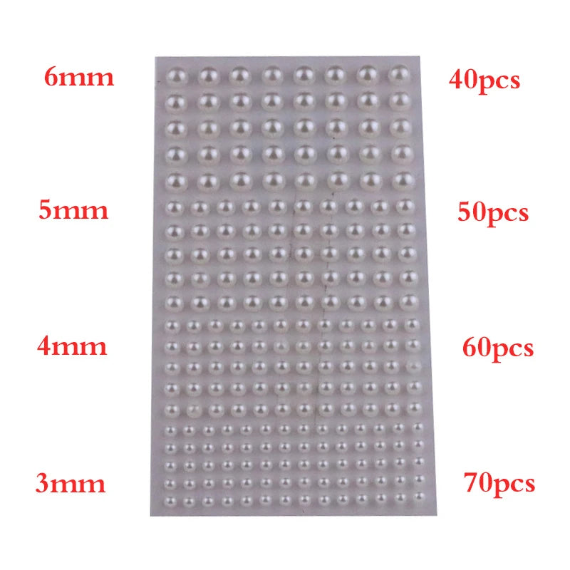 Self Adhesive Pearl Stickers for Hair Face Makeup Nail Art - 220pcs