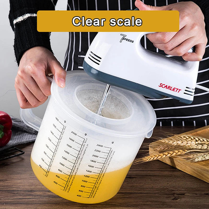 Large Capacity Baking Measuring Cup with Lid - 2.5L Mixing Bowl for Kitchen