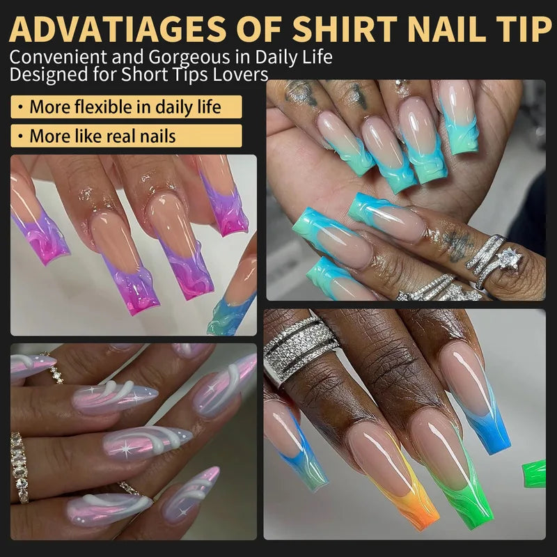 120/140pcs Almond Stiletto Fake Nail Tips - Clear Soft Nail Extensions for DIY Manicure