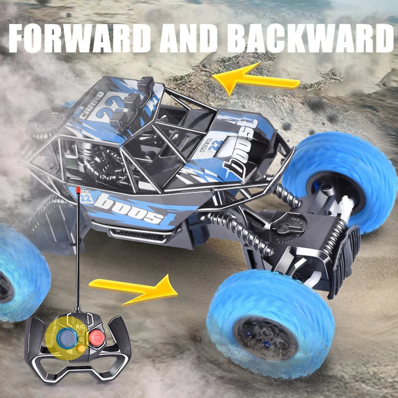 Remote Control Off-Road Car with Colorful Flashing Lights and Rubber Wheels - Suitable for Kids