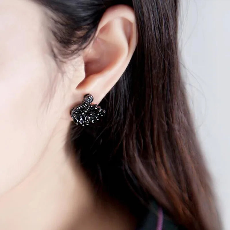 Elegant Rhinestone Black Swan Earrings for Women - Party Jewelry & Gifts