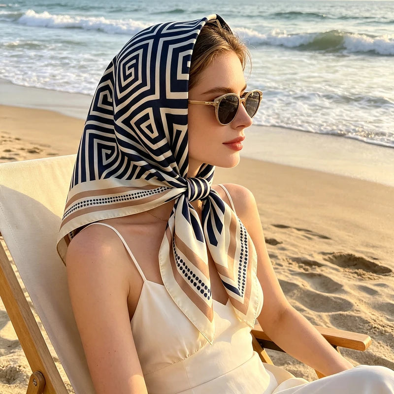Women’s Satin Square Hijab Scarf - Soft, Thin, Boho Style Headwraps
